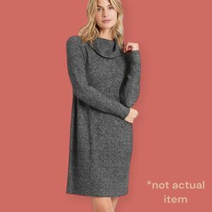 🩶 COWL NECK LONG SLEEVE CABLE KNIT SWEATER DRESS BANANA REPUBLIC LARGE